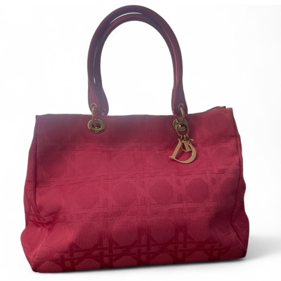 Authentic Christian Dior Pink Quilted Tote Satchel Career Resort Luxury Beachy - Picture 1 of 9